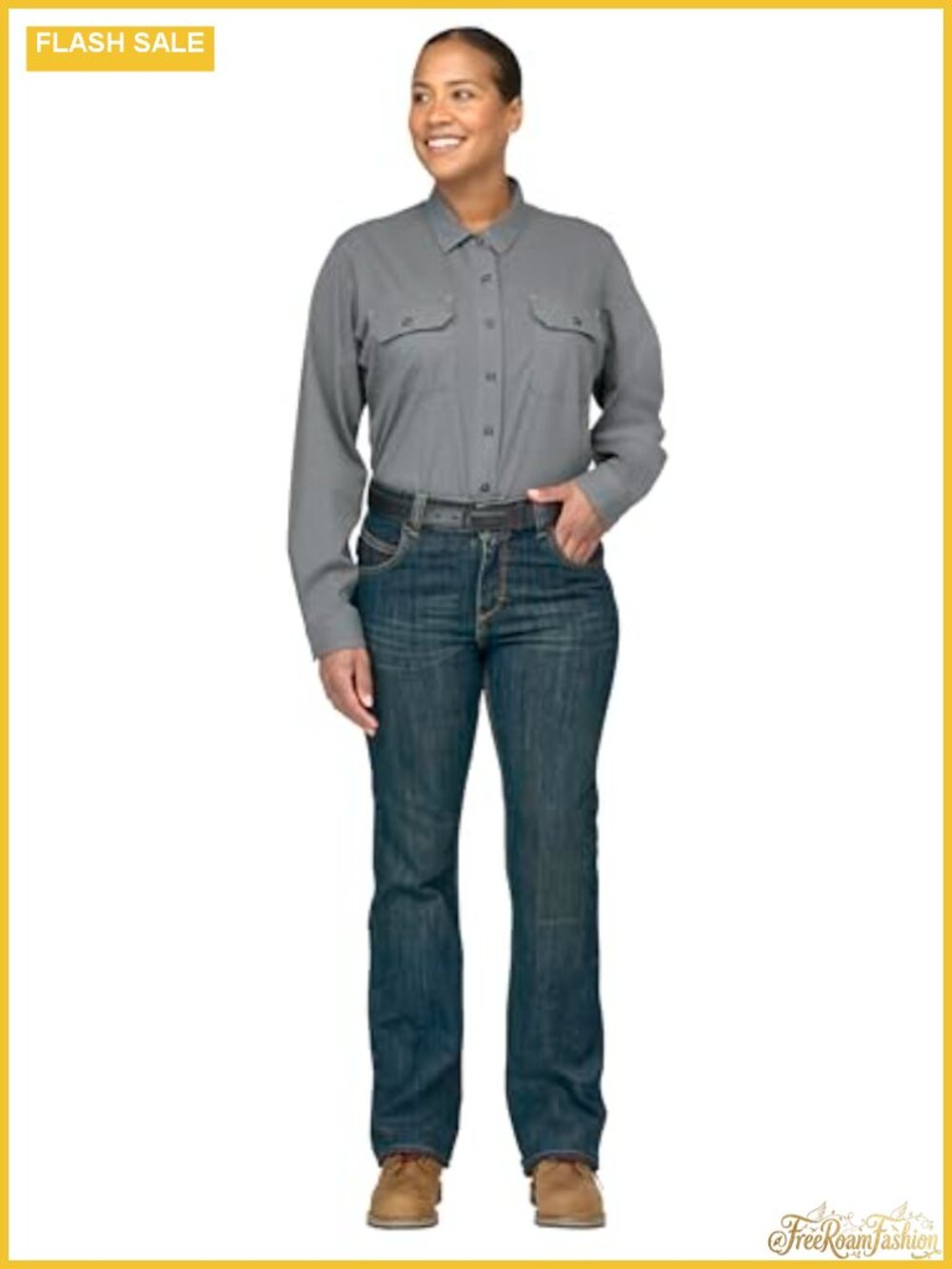 Flame Resistant Curvy Fit Denim Jean with Stretch, Work Utility Pants, Mid Rise